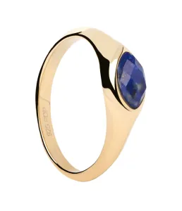 PDPAOLA Pozlacený prsten Lapis Lazuli Nomad Vanilla AN01-A49 54 mm