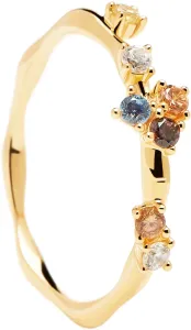 PDPAOLA Půvabný pozlacený prsten se zirkony FIVE Gold AN01-210 54 mm