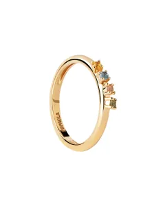 PDPAOLA Půvabný pozlacený prsten se zirkony RAINBOW Gold AN01-C10 50 mm #5948322