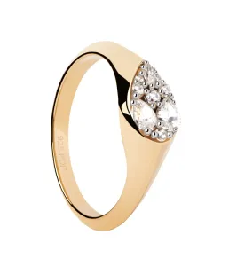 PDPAOLA Půvabný pozlacený prsten se zirkony Vanilla AN01-A51 52 mm #5948405