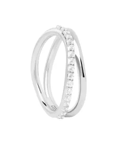 PDPAOLA Půvabný stříbrný prsten se zirkony Twister Essentials AN02-844 58 mm #5605189