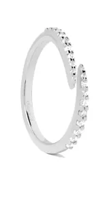 PDPAOLA Stříbrný otevřený prsten s čirými zirkony EMBRACE Silver AN02-805 48 mm