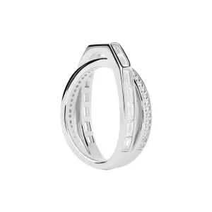 PDPAOLA Třpytivý stříbrný prsten se zirkony Olivia Essentials AN02-A10 54 mm