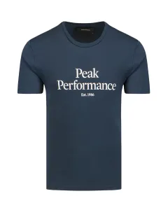 Bavlněné tričko Peak Performance tmavomodrá barva, s potiskem #1578288