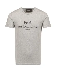 Bavlněné tričko Peak Performance šedá barva, s potiskem #1582553