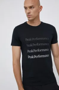 Bavlněné tričko Peak Performance černá barva, s potiskem #3613971