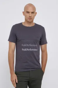 Bavlněné tričko Peak Performance šedá barva, s potiskem #1964290