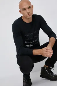 Bavlněné tričko s dlouhým rukávem Peak Performance černá barva, s potiskem