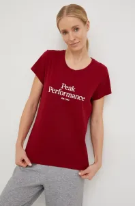 Bavlněné tričko Peak Performance vínová barva