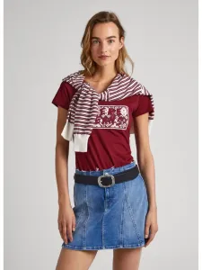 Pepe Jeans dámské vínové tričko - M (299)