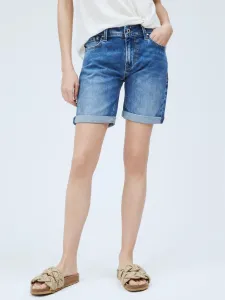 Džínové šortky Pepe Jeans dámské, hladké, medium waist #1412084