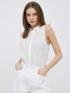 Bavlněné tričko Pepe Jeans Eris bílá barva, regular, s klasickým límcem