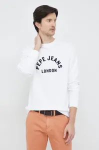 Bavlněná mikina Pepe Jeans pánská, bílá barva, vzorovaná #5862551