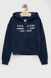 Dětská bavlněná mikina Pepe Jeans tmavomodrá barva, s kapucí, s potiskem #5673190