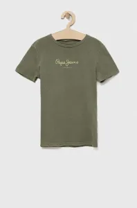 Dětské bavlněné tričko Pepe Jeans zelená barva, s potiskem #5051388