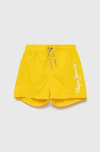 Dětské plavkové šortky Pepe Jeans žlutá barva, s potiskem