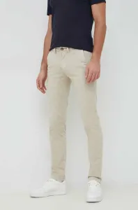 Kalhoty Pepe Jeans Sloane pánské, béžová barva, jednoduché #4824876