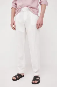 Kalhoty s příměsí lnu Pepe Jeans Arrow bílá barva