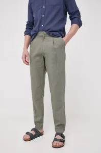 Kalhoty s příměsí lnu Pepe Jeans Arrow zelená barva
