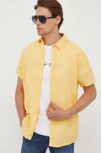 Plátěná košile Pepe Jeans Parker žlutá barva, regular, s klasickým límcem
