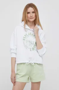Bavlněná mikina Pepe Jeans ALEXANDRA dámská, bílá barva, s kapucí, s potiskem #5407249