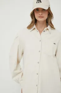 Džínová košile Pepe Jeans Kiara dámská, béžová barva, relaxed, s klasickým límcem #6179758