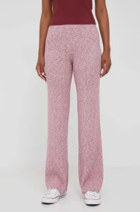 Kalhoty Pepe Jeans dámské, růžová barva, melanžové