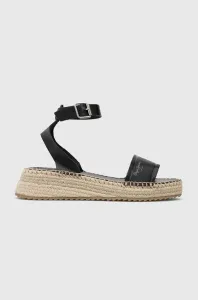 Kožené sandály Pepe Jeans KATE dámské, černá barva, na platformě, PLS90591