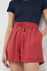 Kraťasy Pepe Jeans dámské, červená barva, hladké, high waist