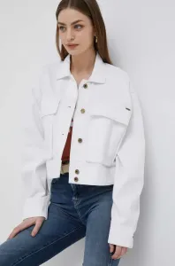 Džínová bunda Pepe Jeans Frankie dámská, bílá barva, přechodná, oversize