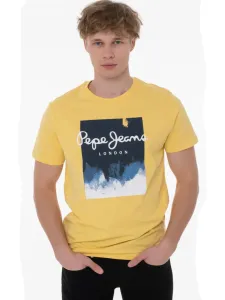 Bavlněné tričko Pepe Jeans žlutá barva, s potiskem #5162242