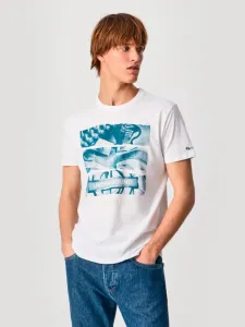 Bavlněné tričko Pepe Jeans Aidan bílá barva, s potiskem