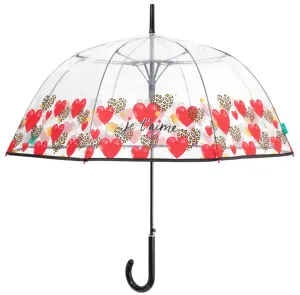 PERLETTI - Dámský automatický deštník HEART BORDER Transparent, 26274