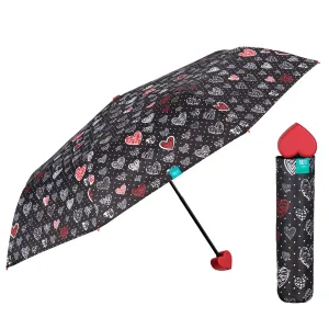 PERLETTI - Dámský skládací deštník FANSTASIA HEART/fialová, 26233