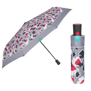 PERLETTI - Dámský skládací automatický deštník Floreale / červený lem, 26308