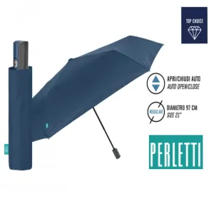PERLETTI - Plně automatický skládací deštník PROMOCIONALI / tmavě modrá, 96026-02