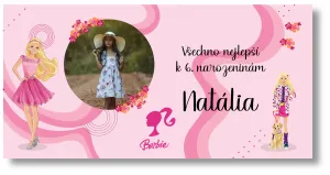 Personal Narozeninový banner s fotkou - Barbie Rozměr banner: 130 x 65 cm