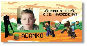 Personal Narozeninový banner s fotkou - Minecraft Rozměr banner: 130 x 65 cm
