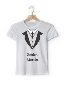 Personal Párové pánské triko s vlastním textem - Ženich oblek Barva: Šedá, Velikost - dospělý: XL