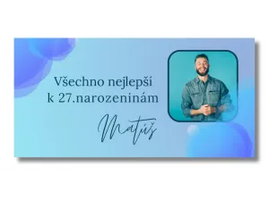 Personal Narozeninový banner s fotkou - Blue Lagoon Rozměr banner: 130 x 65 cm