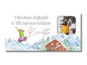 Personal Narozeninový banner s fotkou - Snowboard Rozměr banner: 130 x 65 cm