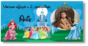 Personal Narozeninový banner s fotografií - Disney Princess Rozměr banner: 130 x 65 cm