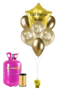 Personal Personalizovaný helium párty set zlatý - 40. narozeniny 19 ks