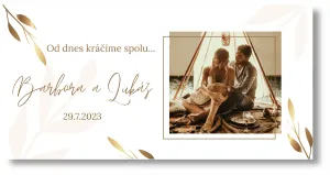 Personal Svatební banner s fotkou - Gold wedding Rozměr banner: 130 x 260 cm