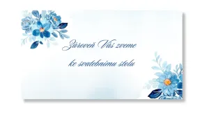 Personal Kartička ke stolu - Modré květiny Zvolte množství: od 11 ks do 30 ks