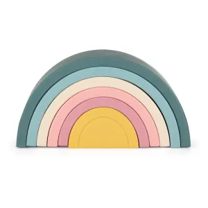 PETITE&MARS - Hračka silikonová skládací Rainbow Misty Green 12m+
