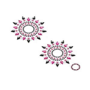 Nálepky GLORIA glittering jewelry black and pink 2 ks