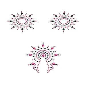 Nálepky GLORIA glittering jewelry black and pink 3 ks