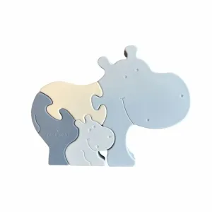 PETÚ PETÚ - Alfie Silikonové puzzle Hippo Blue mix