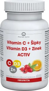 Pharma Activ Vitamin C + Šípky, Vitamin D3 + Zinek ACTIV 60 tablet